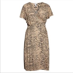 Leith Wrap Animal Print Midi Dress